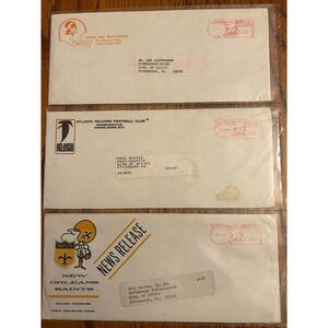 Rare NFL lot of 3 press release envelopes 1970s Saints Falcons Buccaneers